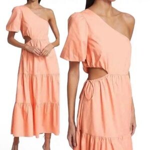 Wayf one shoulder cutout tiered maxi dress NWT